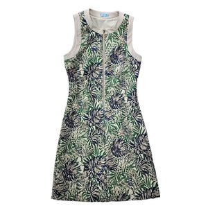J. McLaughlin Zip Front Shift Dress Women's 2 Leaf Print Lined Business Casual